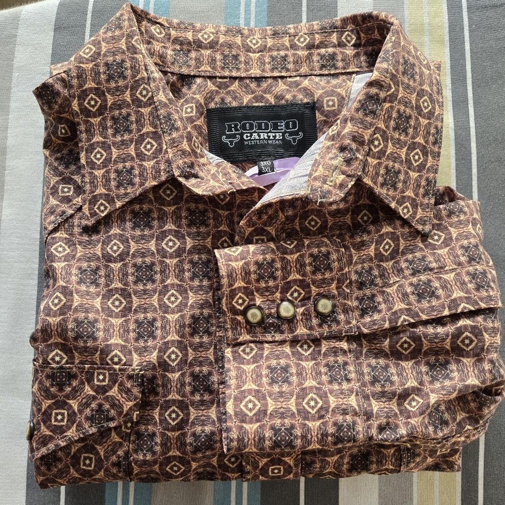 Rodeo Carte Shirt Adult 3XL Pearl Snap Western Rancher Cowboy Mens